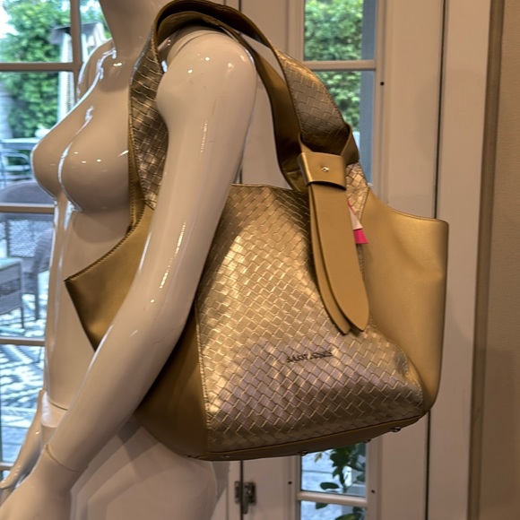Sassy Jones Handbags - Sassy Jones Cici Metallic Gold Vegan Leather Tote Bag New With Tags